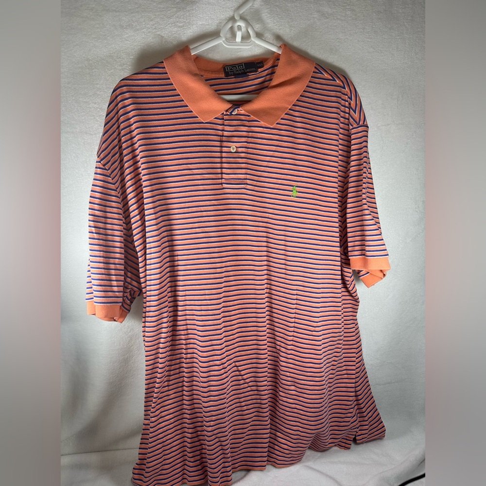 Ralph Lauren Orange Polo with Blue Stripes
